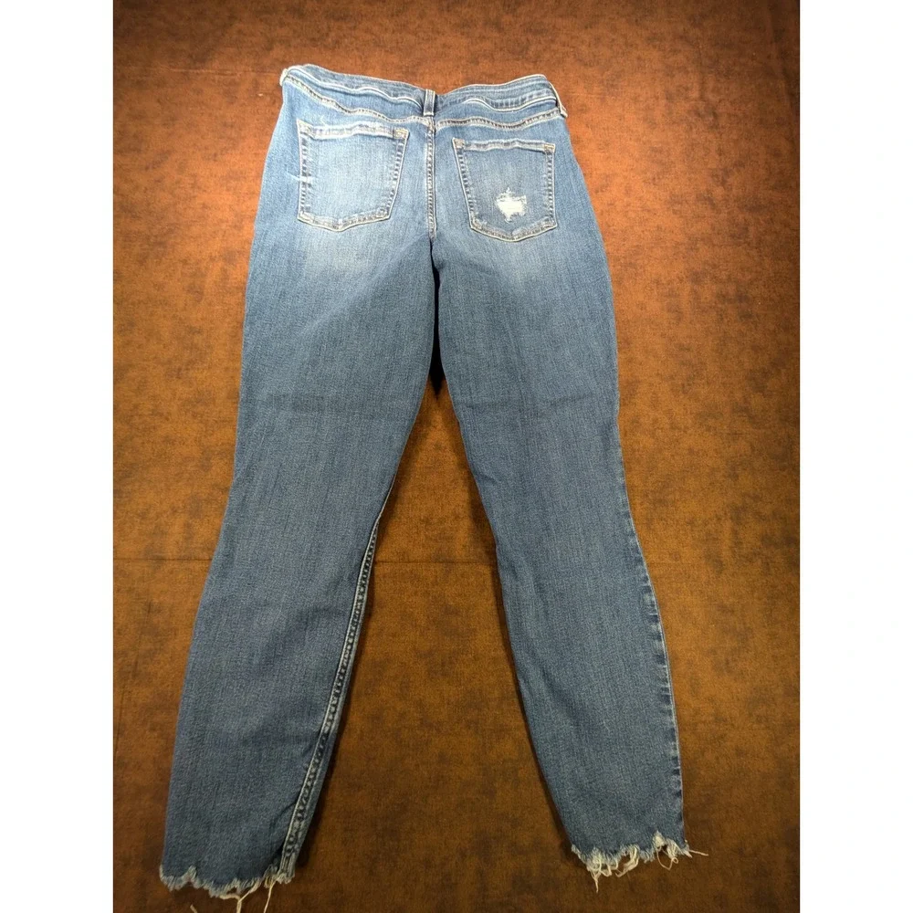 M Jeans by Maurices High Rise Super Skinny Ankle Button Fly Frayed Hem Blue 31